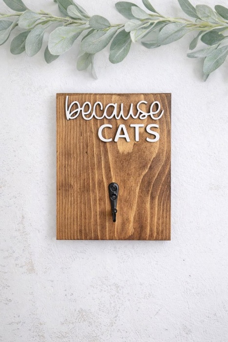 Because Cats Lint Roller Holder, Cat Lover Gift, Pet Hair Remover Wall Hook, Funny Cat Sign, Cat Owner Home Decor