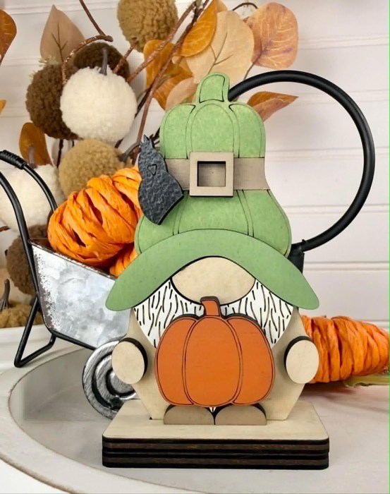 Pumpkin Farm Tiered Tray Decor Set | Farm Fresh Fall Shelf Sitters | Wooden Pumpkin Patch Gnome Decor | Rustic Autumn Farmhouse Tray Decor