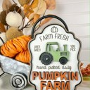  Pumpkin Farm Tiered Tray Decor Set | Farm Fresh Fall Shelf Sitters | Wooden Pumpkin Patch Gnome Decor | Rustic Autumn Farmhouse Tray Decor