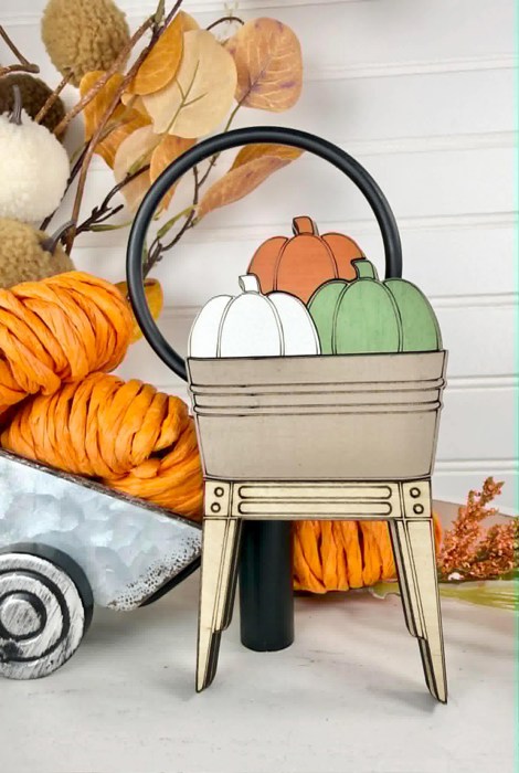 Pumpkin Farm Tiered Tray Decor Set | Farm Fresh Fall Shelf Sitters | Wooden Pumpkin Patch Gnome Decor | Rustic Autumn Farmhouse Tray Decor