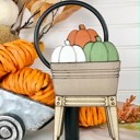  Pumpkin Farm Tiered Tray Decor Set | Farm Fresh Fall Shelf Sitters | Wooden Pumpkin Patch Gnome Decor | Rustic Autumn Farmhouse Tray Decor