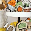  Pumpkin Farm Tiered Tray Decor Set | Farm Fresh Fall Shelf Sitters | Wooden Pumpkin Patch Gnome Decor | Rustic Autumn Farmhouse Tray Decor