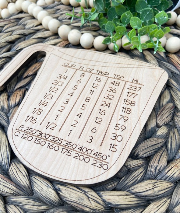 Wooden Measuring Cup Conversion Chart Magnet