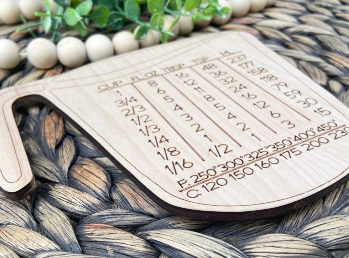 Wooden Measuring Cup Conversion Chart Magnet