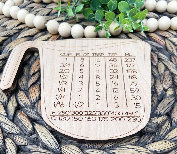 Wooden Measuring Cup Conversion Chart Magnet