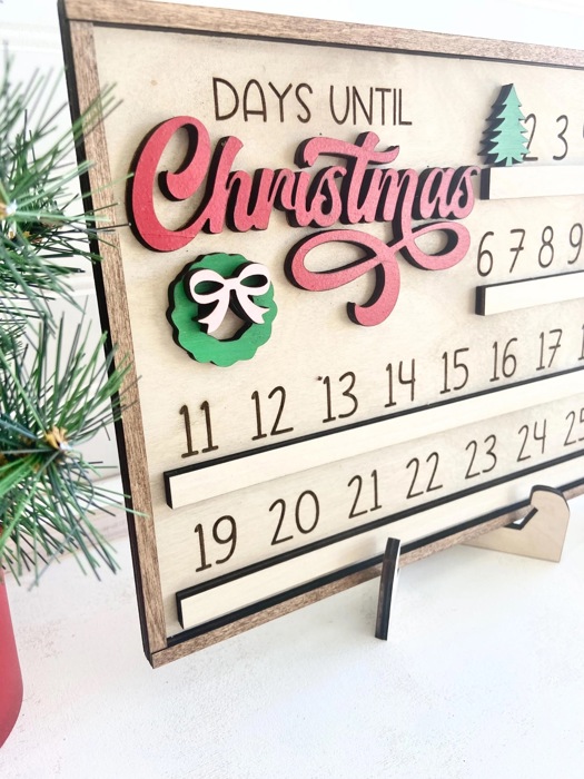 Days Until Christmas Countdown Sign, Wooden Christmas Countdown Calendar, Reusable Holiday Countdown Board, Farmhouse Christmas Decor