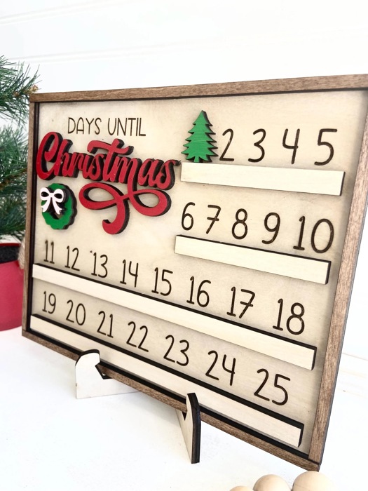 Days Until Christmas Countdown Sign, Wooden Christmas Countdown Calendar, Reusable Holiday Countdown Board, Farmhouse Christmas Decor
