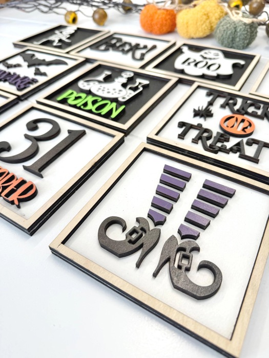 Halloween Wood Sign Set, Tiered Tray Decor, Spooky Farmhouse Halloween Signs, Halloween Home Decor Set, Trick or Treat Decor