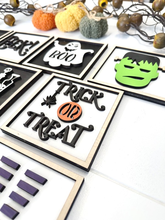 Halloween Wood Sign Set, Tiered Tray Decor, Spooky Farmhouse Halloween Signs, Halloween Home Decor Set, Trick or Treat Decor