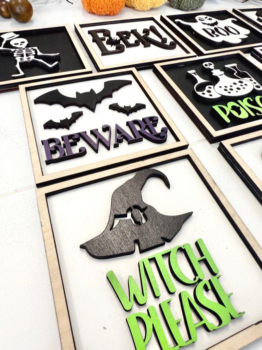 Halloween Wood Sign Set, Tiered Tray Decor, Spooky Farmhouse Halloween Signs, Halloween Home Decor Set, Trick or Treat Decor