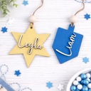  Hanukkah Name Tags, Wooden Hanukkah Name Tags, Dreidel Tags, Hanukkah Gift Tag, Hanukkah Bush Ornaments