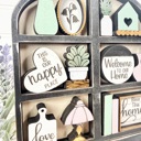  Farmhouse Hutch Tiered Tray Decor Set | Mini Wooden Shelf Sitter | Neutral Home Decor |Neutral Home Accents