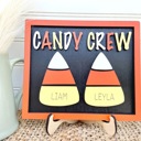  Personalized Candy Corn Sign | Candy Crew Halloween Decor | Kids Halloween Name Sign | Custom Candy Corn Decor | Tier Tray Halloween