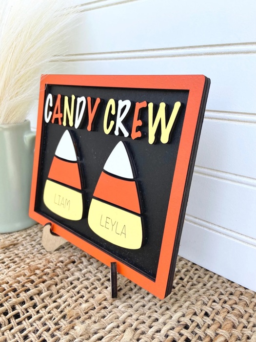 Personalized Candy Corn Sign | Candy Crew Halloween Decor | Kids Halloween Name Sign | Custom Candy Corn Decor | Tier Tray Halloween