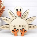  Personalized Turkey Name Sign, Family Thanksgiving Decor, Custom Wooden Turkey, Kids Name Sign, Fall Shelf Sitter, Thanksgiving Centerpiece