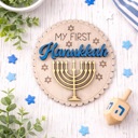 My First Hanukkah Milestone Baby Disc, Baby Milestone Cards,My First Holiday Milestones,Expecting Mom Gift, Baby Shower Gift,Baby Photo Prop