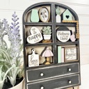  Farmhouse Hutch Tiered Tray Decor Set | Mini Wooden Shelf Sitter | Neutral Home Decor |Neutral Home Accents