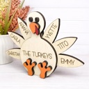  Personalized Turkey Name Sign, Family Thanksgiving Decor, Custom Wooden Turkey, Kids Name Sign, Fall Shelf Sitter, Thanksgiving Centerpiece