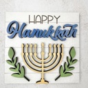  Hanukkah Tiered Tray Decor Set | Jewish Holiday Decor | Happy Hanukkah Signs | Menorah Dreidel Latke Decor | Hanukkah Home Decor