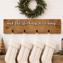  And the stockings were hung, Stocking hanger, Wooden stocking sign with hooks, wall stocking sign hanger, stocking display