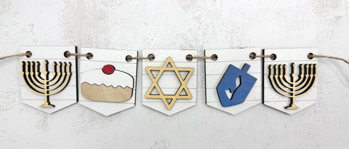 Hanukkah Tiered Tray Decor Set | Jewish Holiday Decor | Happy Hanukkah Signs | Menorah Dreidel Latke Decor | Hanukkah Home Decor