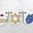  Hanukkah Tiered Tray Decor Set | Jewish Holiday Decor | Happy Hanukkah Signs | Menorah Dreidel Latke Decor | Hanukkah Home Decor
