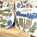  Hanukkah Tiered Tray Decor Set | Jewish Holiday Decor | Happy Hanukkah Signs | Menorah Dreidel Latke Decor | Hanukkah Home Decor