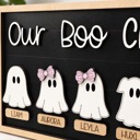  Personalized Ghost Family Sign,Our Boo Crew Sign,Halloween Family Name Sign,Custom Ghost Decor,Halloween Shelf Sitter,Spooky Family Decor
