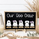  Personalized Ghost Family Sign,Our Boo Crew Sign,Halloween Family Name Sign,Custom Ghost Decor,Halloween Shelf Sitter,Spooky Family Decor