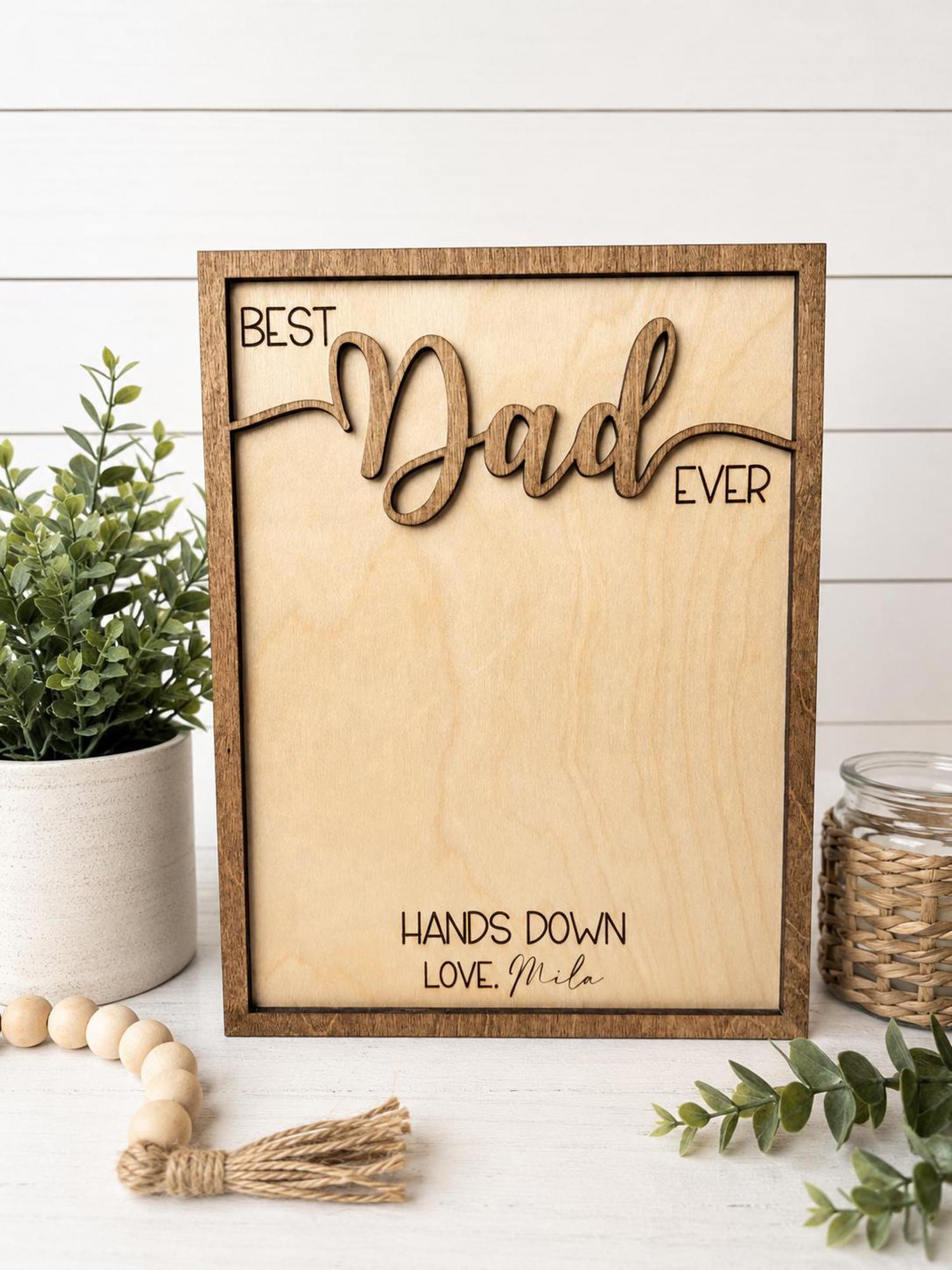 Personalized Best Dad Ever Handprint Sign, Father’s Day Gift from Kids ...