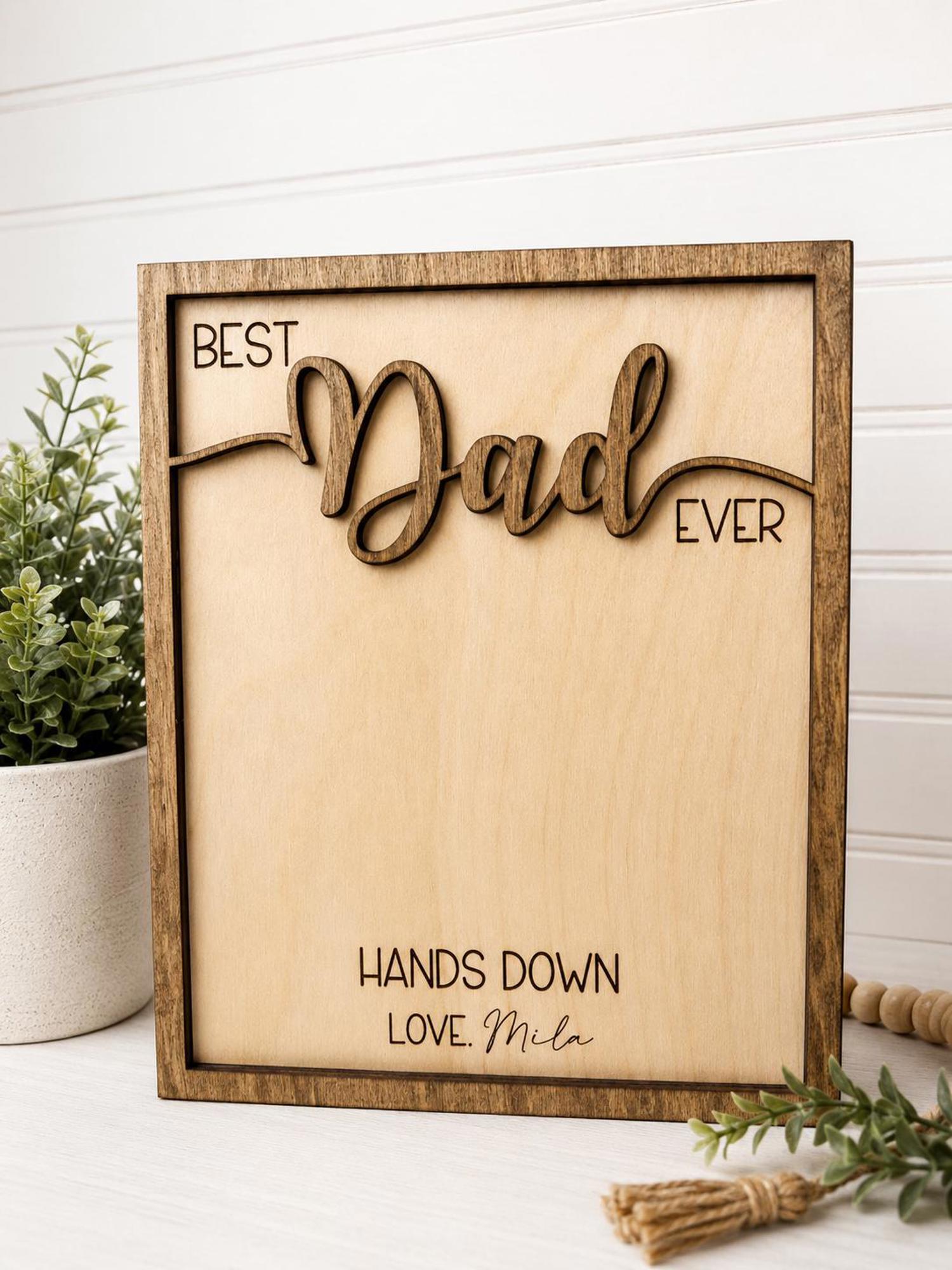 Personalized Best Dad Ever Handprint Sign, Father’s Day Gift from Kids ...