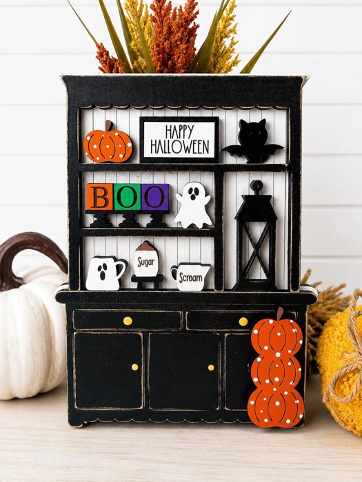 Halloween Hutch Decor | Halloween Tiered Tray Decor | Mini Halloween Shelf Sitter | Farmhouse Halloween Decor | BOO Pumpkin Ghost Decor