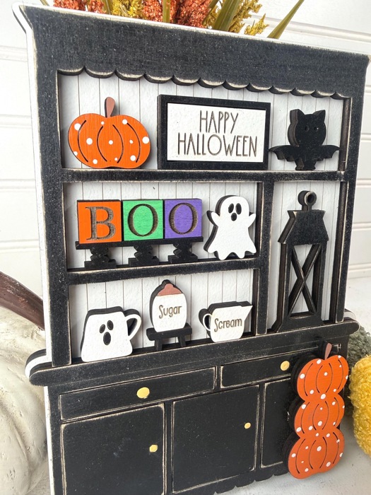 Halloween Hutch Decor | Halloween Tiered Tray Decor | Mini Halloween Shelf Sitter | Farmhouse Halloween Decor | BOO Pumpkin Ghost Decor