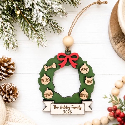 Personalized Family Christmas Ornament | Custom Pet & Family Ornament | Christmas Tree Ornament | Family Name Christmas Ornament