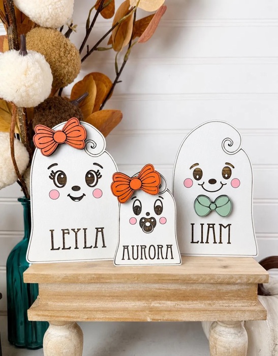 Personalized Ghost Family Member | Individual Ghost Shelf Sitter | Custom Halloween Ghost Decor | Add-On Ghost | Family Name Ghost