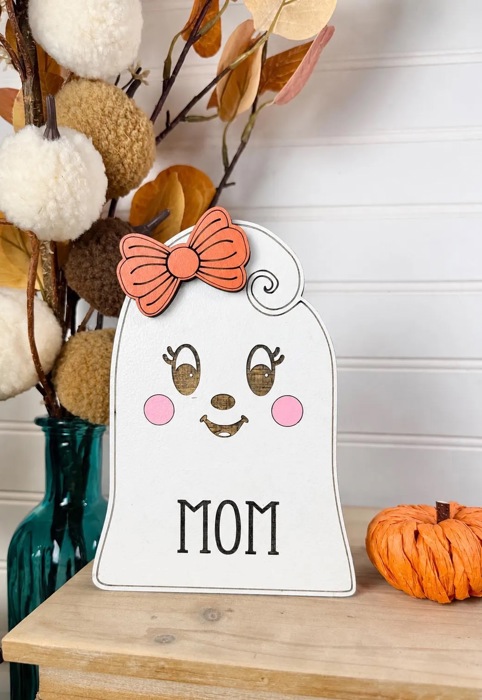 Personalized Ghost Family Member | Individual Ghost Shelf Sitter | Custom Halloween Ghost Decor | Add-On Ghost | Family Name Ghost