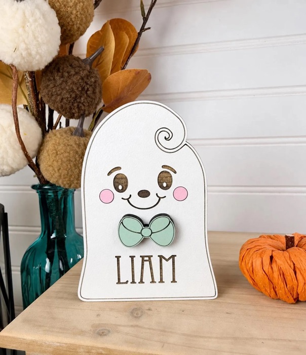 Personalized Ghost Family Member | Individual Ghost Shelf Sitter | Custom Halloween Ghost Decor | Add-On Ghost | Family Name Ghost