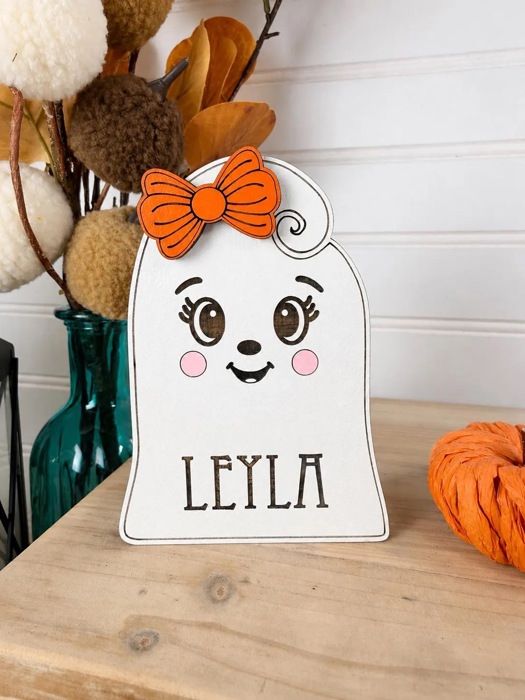 Personalized Ghost Family Member | Individual Ghost Shelf Sitter | Custom Halloween Ghost Decor | Add-On Ghost | Family Name Ghost