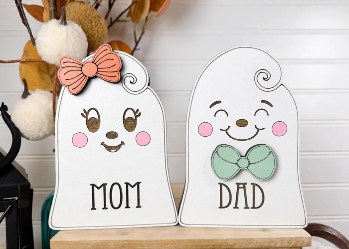 Personalized Ghost Family Member | Individual Ghost Shelf Sitter | Custom Halloween Ghost Decor | Add-On Ghost | Family Name Ghost