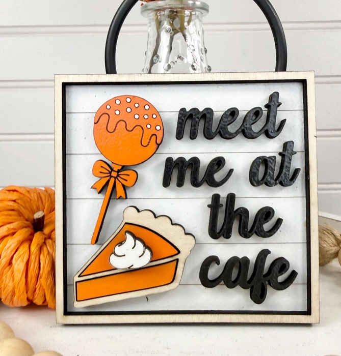 Pumpkin Spice Tiered Tray Decor | Fall Coffee Bar Decor | Pumpkin Spice Latte Wood Sign Set | Autumn Farmhouse Shelf Sitter | Fall Decor