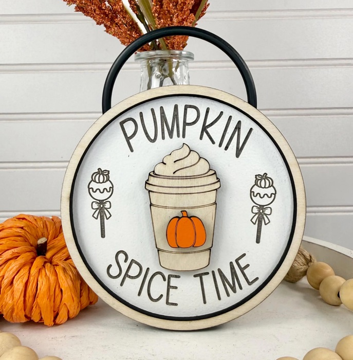 Pumpkin Spice Tiered Tray Decor | Fall Coffee Bar Decor | Pumpkin Spice Latte Wood Sign Set | Autumn Farmhouse Shelf Sitter | Fall Decor