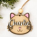  Personalized Cat Stocking Tag, Custom Cat Christmas Ornament, Pet Name Ornament, Wooden Kitty Stocking Name Tag, Cat Lover Gift
