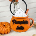  Pumpkin Spice Tiered Tray Decor | Fall Coffee Bar Decor | Pumpkin Spice Latte Wood Sign Set | Autumn Farmhouse Shelf Sitter | Fall Decor