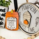  Pumpkin Spice Tiered Tray Decor | Fall Coffee Bar Decor | Pumpkin Spice Latte Wood Sign Set | Autumn Farmhouse Shelf Sitter | Fall Decor