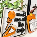  Pumpkin Spice Tiered Tray Decor | Fall Coffee Bar Decor | Pumpkin Spice Latte Wood Sign Set | Autumn Farmhouse Shelf Sitter | Fall Decor