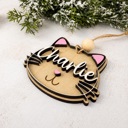  Personalized Cat Stocking Tag, Custom Cat Christmas Ornament, Pet Name Ornament, Wooden Kitty Stocking Name Tag, Cat Lover Gift