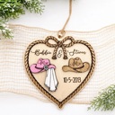  Personalized Western Wedding Ornament, Cowboy Couple Christmas Ornament, Bride Groom Gift, Rustic Wedding Keepsake, Newlywed Ornament
