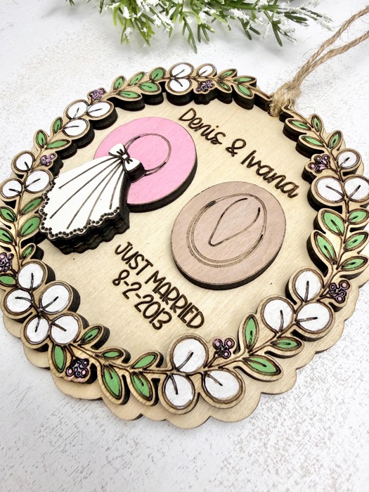 Personalized Wedding Ornament, Just Married Christmas Ornament, First Christmas Married, Newlywed Gift, Cowboy Cowgirl Wedding Keepsake