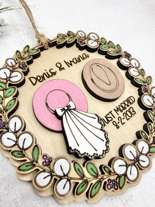 Personalized Wedding Ornament, Just Married Christmas Ornament, First Christmas Married, Newlywed Gift, Cowboy Cowgirl Wedding Keepsake