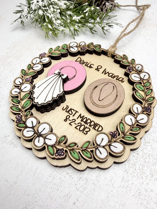 Personalized Wedding Ornament, Just Married Christmas Ornament, First Christmas Married, Newlywed Gift, Cowboy Cowgirl Wedding Keepsake